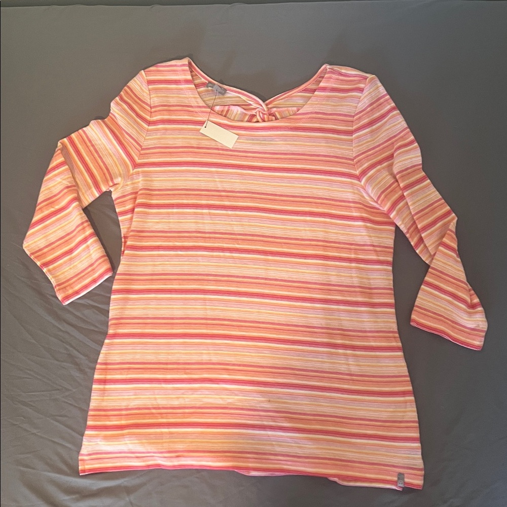 Talbots Striped Pink and Orange Long Sleeve Top